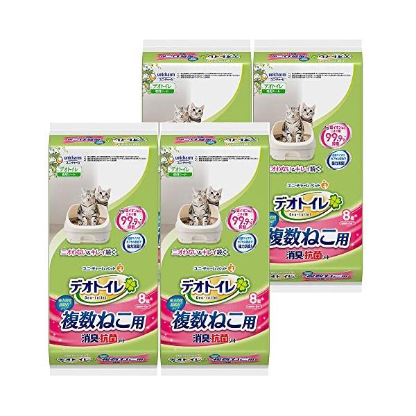 デオトイレ 1週間消臭・抗菌 複数ねこ用シート 8枚入り×4個