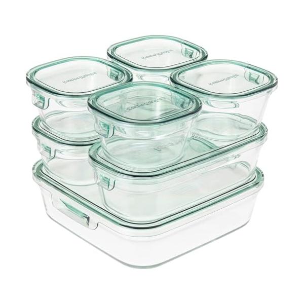 他サイト： iwaki(イワキ) 耐熱ガラス 保存容器 グリーン 7個セット パック&amp;レンジ PSC-PRN-G7の商品画像