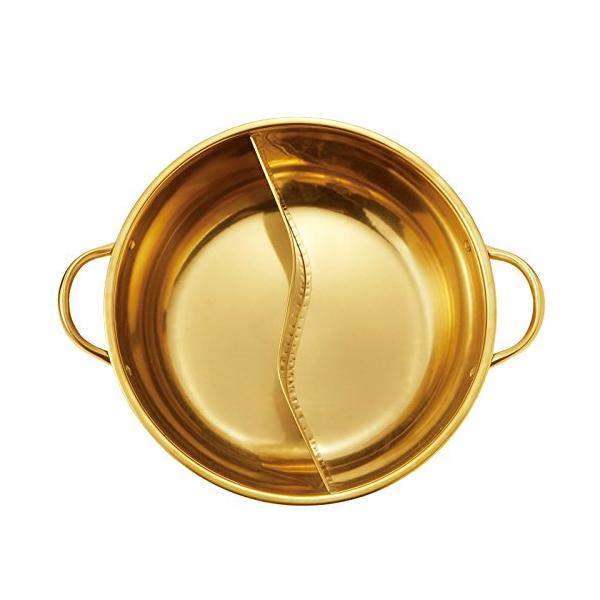 金色のよくばり 2食鍋 28cm 2種類の鍋を同時に調理可能 仕切り鍋 ステンレス製 IH対応 2654301m