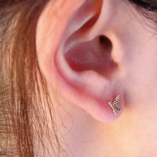 ピアス ゴールド pierce K10ゴールド 透かし バタフライ 蝶 butterfly