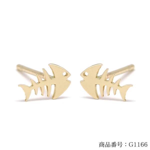 ピアス ゴールド pierce K10ゴールド 魚の骨 フィッシュボーン さかな