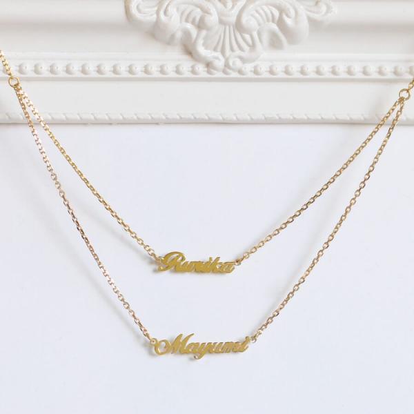二人の名前で作るネームネックレス 2連タイプ イニシャル ネーム ネックレス オーダーメイド シルバー925 Gd1063 Goldenriver 通販 Yahoo ショッピング