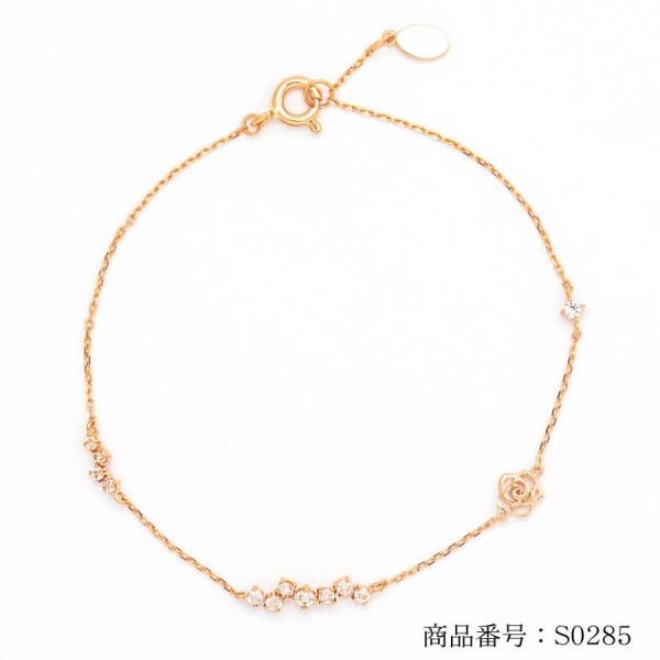 K18 18金 ブレスレット ローズ 薔薇チャーム レディス ゴールド
