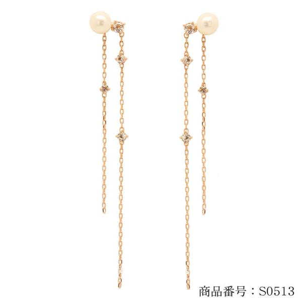 K18 18金 ピアス チェーン ロングピアス 天然石 チェーンレディス GOLD