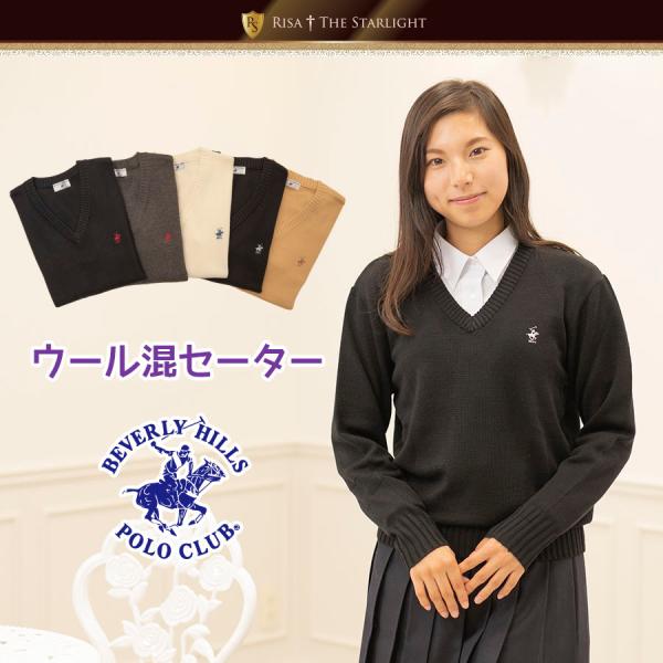 【セール】BEVERLY HILLS POLO CLUB ウール混セーター KP911（ワンポイントあり）