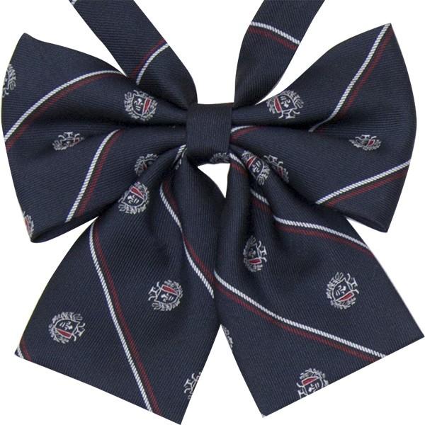 紺色の隠れたチェックが優等生を演出☆「星屑の散り敷く夜空」素材：ポリエステル100%リボン：上羽根の横幅約13cm、ワンタッチで着脱可能なフック付き、首回りの長さは調節可能。