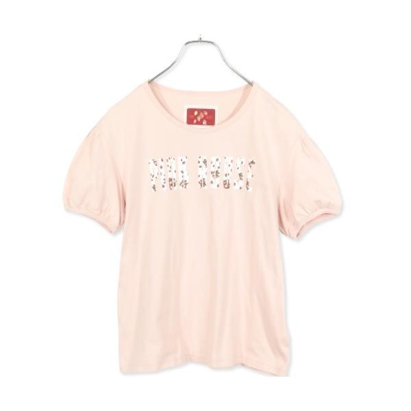 【美品】ピンクハウス★ボリューム袖のカットソー　イチゴ柄のロゴプリント　サイズ3(M)　ベビーピンク系　z12440 美品】ピンクハウス☆ボリューム袖のカットソー イチゴ柄のロゴ