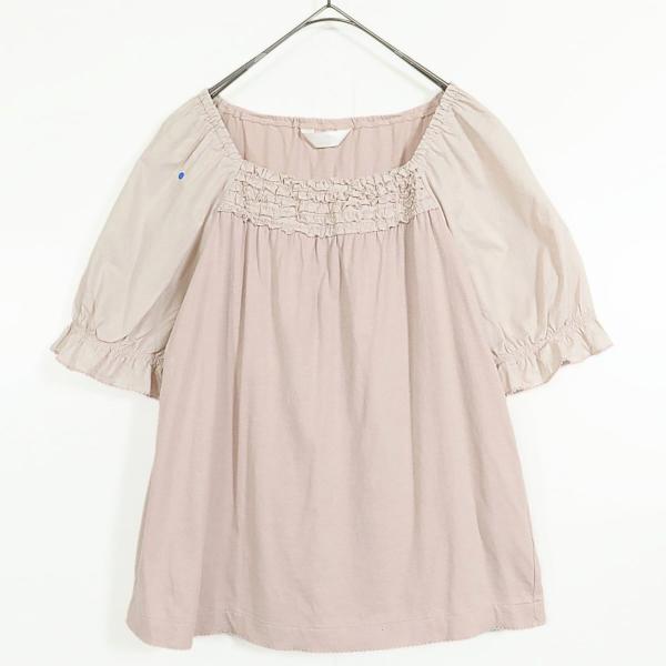 ピンクハウス★カットソー 大きいサイズ4(L) 薄いピンク系 フリル付き♪異素材ミックス♪レターパック可 z11542 risasute_rc-itrkq5d9mya0-sl9i