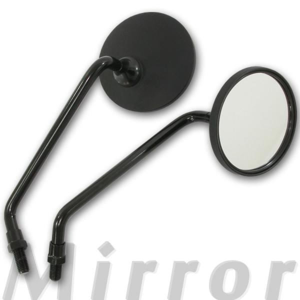 汎用 ロングステム ラウンドミラー 丸型ミラー ロングステー マットブラック 艶消し黒 取り付けネジ10mm 左右セット バイク オートバイ カスタムパーツ 補修