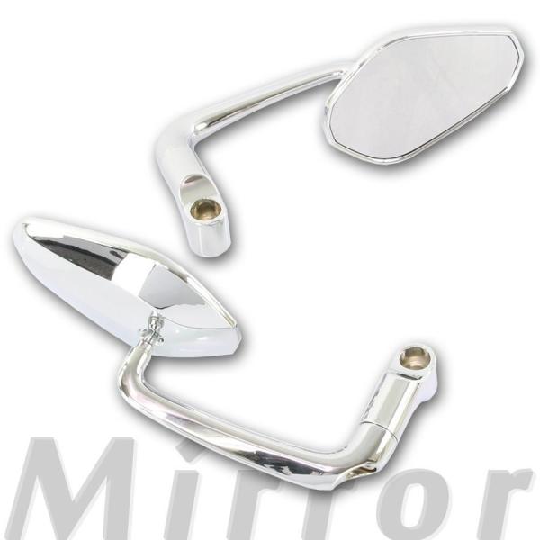 汎用 メッキ バレンミラー 取り付けネジ10mm/8mm バーエンドミラーとしても可能 左右2個セット バックミラー サイドミラー グリップエンド カフェレーサー