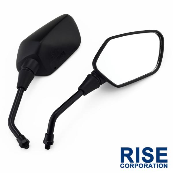 ポリゴンミラー ブラック 角型 横長 10mm 左右セット 正ネジ 汎用 バイク カスタム パーツ 社外品 平面鏡 角度調整 ネイキッド スクーター