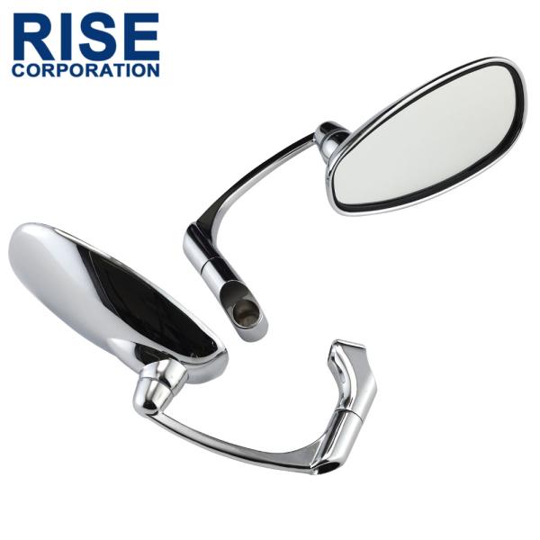 バレンタイプ ミラー メッキ 丸型 10mm 8mm 左右セット 正ネジ 逆ネジ 汎用 バイク カスタム パーツ 社外品 角度調整 ネイキッド クラシック 旧車