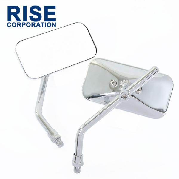 汎用 スクエアミラー 角型 クローム メッキ 左右セット 10mm 正ネジ バイク バイクミラー オートバイ ミラー カスタム パーツ ショート ステム クラシック