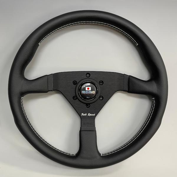 momo V6 ステアリング 348mm Z12ボス付き 正規品 MOMO ステアリング V6 ブラックレザー 35φ (348mm