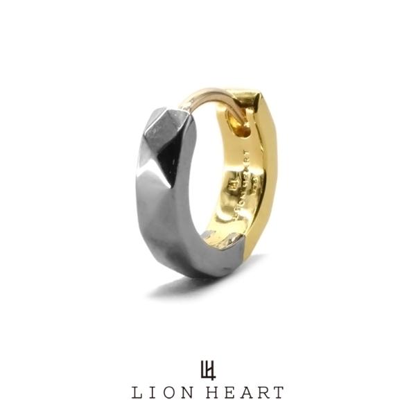 ライオンハート for Gift “THE EDGE” カッティング フープピアス シルバー925 MIXカラー (ブラック＆ゴールド) 01EA0991BY LION HEART