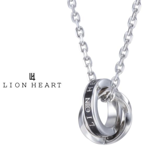 ライオンハート LH-1 ロゴ ダブルリング ネックレス（シルバー×ブラック）サージカルステンレス (金属アレルギー対応) 03NE0515SV LION HEART