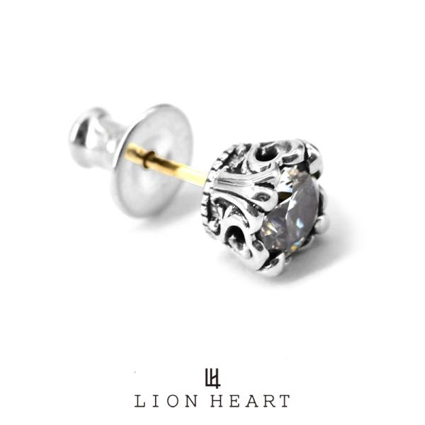 ライオンハート HOWL ロイヤルクラウン スタッズピアス クリアジルコニア シルバー925 1EA158B0CL LION HEART K18ゴールド 1点売り 片耳用