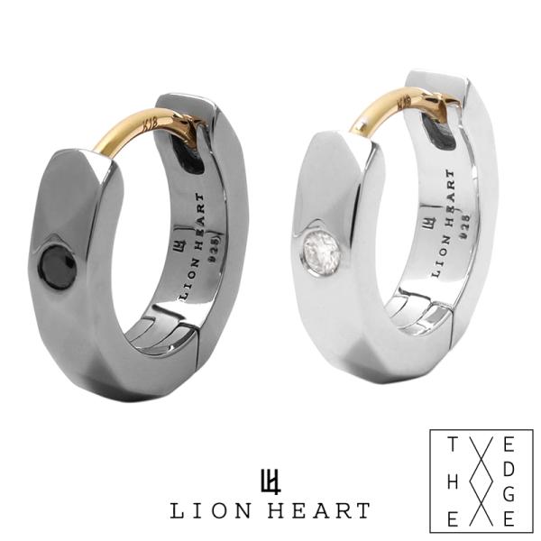ライオンハート for Gift “THE EDGE” カッティングフープピアス ダイヤ (ライトブラック/シルバー) シルバー925 1EA204 K18ポスト 1点売り