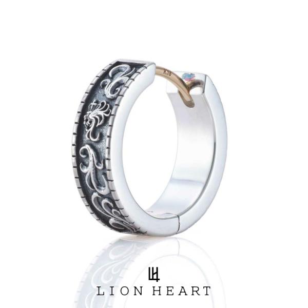 ライオンハート “HOWL” クラッチピアス (タテガミアラベスク) シルバー925 1EA238A0SV LION HEART フープピアス K18ゴールドポスト 1点売り 片耳用 メンズ