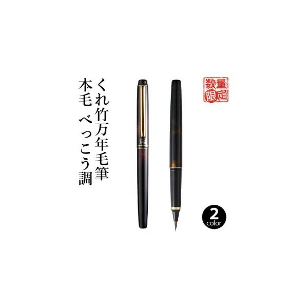万年毛筆 筆ペン 呉竹 くれ竹万年毛筆 べっこう調 全2色