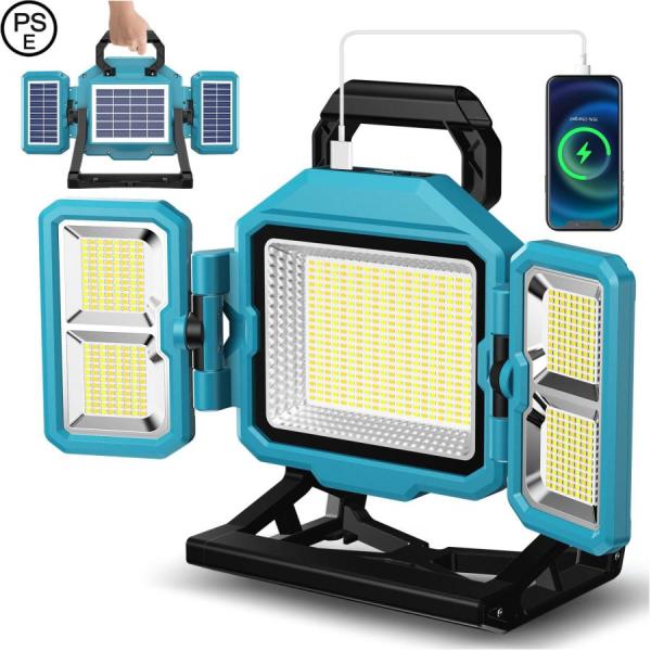 防災対策】投光器 LED ソーラー充電 USB充電 作業灯 3面発光 500W