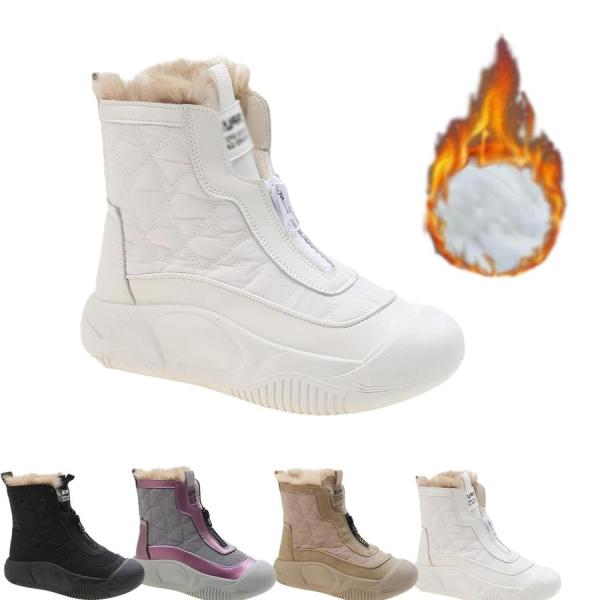 【新品同様】　アグ　ザイル　ムートンブーツ　スノーブーツ　撥水　レザー　キルト キルティングスノーブーツ ムートンブーツ レディース牛革滑り止め防寒