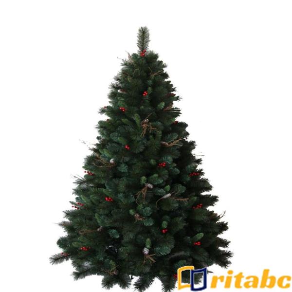 クリスマスツリー 150cm 赤い実と松ぼっくり付 枝大幅枝数500本 雪化粧