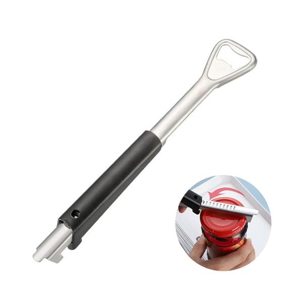 コルク抜きサイズ: 22.7x3.7cm; 色: ブラック; ステンレス製, 1個入り。さまざまなボトルキャップのサイズに適応でき、引き込み式のデザインで簡単に拡張できるため、さまざまなボトル、缶、その他の容器を開けることができます。握力が...