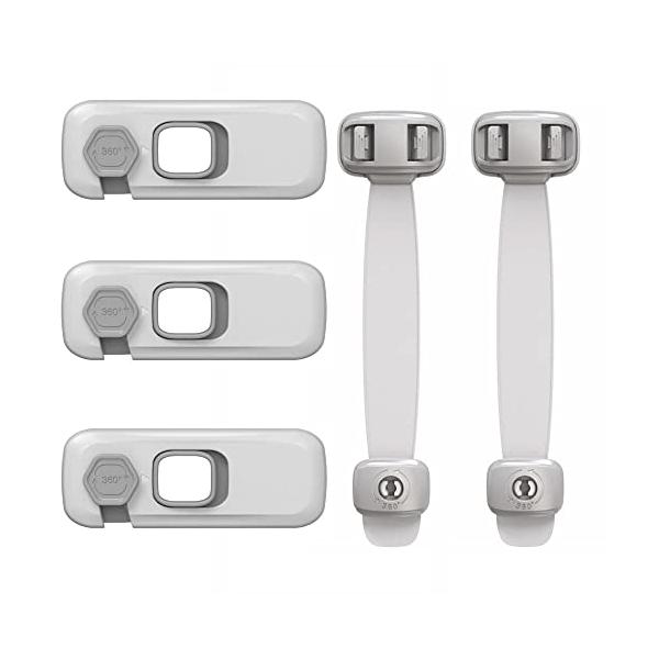 製品仕様 硬いタイプ3点*柔らかいタイプ2点。硬いタイプなら子供には力を使っても開けません。柔軟に曲がるベルトがドアから扉まで、幅広い箇所に使用可能です。 赤ちゃん安全対策 赤ちゃんやこどものいたずら防止、安全対策に利用できます。いたずらや...