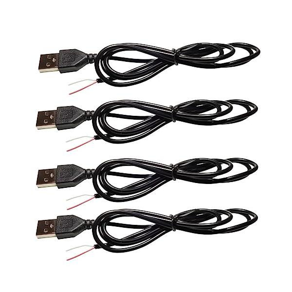 長さ: 約110cm　全品通電確認済スリムケーブルUSB 電源用 2芯ケーブルDIY 自作 修理 電子工作にUSB TypeAパソコン・周辺機器/PCアクセサリ・サプライ/ケーブル・アクセサリ/ケーブル/USBケーブル