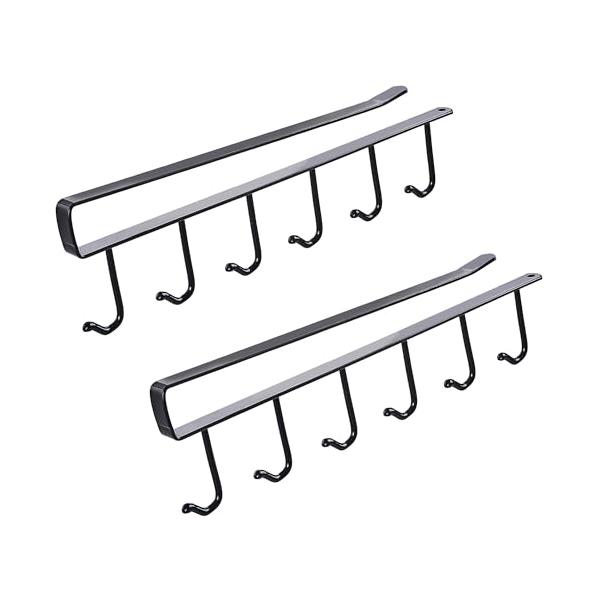 商品仕様 サイズ 約 ：26cm*6.5cm*1.5cm。重量：約0.14KG。カラー：ブラック。材質：鉄(吹き付け塗装) 間隔：約4.3cm、フック6個付き。 高品質 キッチンツールフックは金属素材で作られ、丈夫で耐久性があります。また、...