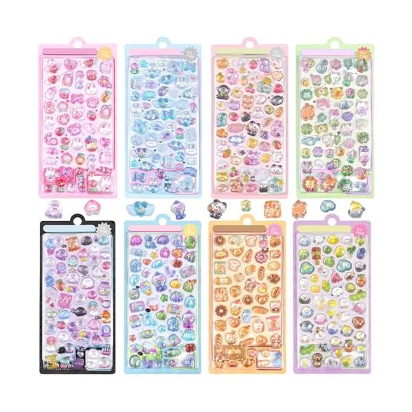 かわいいぷくぷくシール ぷくぷくな立体シールは安全なプラスチック素材を使用し、独特の透明感とぷっくりした空気感が特徴で、可愛くておしゃれです。スマホケースやペン立てなどのデコシールにぴったりです 大容量8枚セット 8枚のぷっくりシールセット...