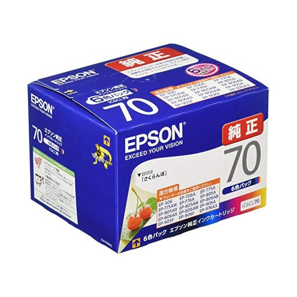 タイプ:純正形状:独立型種類:染料色:6色対応メーカー:エプソンIC6CL70対応機種:EP-306 / EP-706A / EP-775A / EP-775AW / EP-776A / EP-805A / EP-805AR / EP-80...