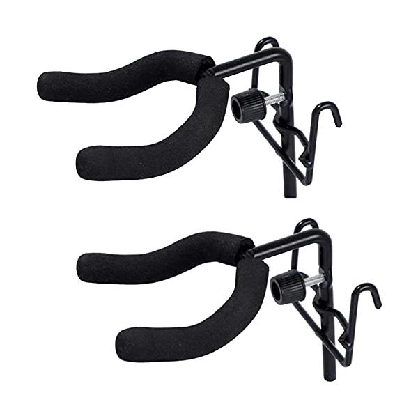 ネットに引っ掛けるタイプのギターハンガーです。ネットがあれば、壁にネジ穴を開けずにギターを吊るすことができます  取り付けが簡単 ギターの収納に使えるギターハンガー。 金属製のラックに引っ掛けるだけで簡単に設置できます。 壁掛けタイプなので...