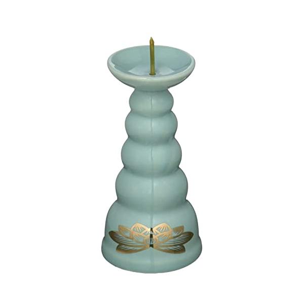 商品サイズ：約4.4*4.4*9cm商品重量：約73g色：青磁 金ハス素材：陶器※御仏具は製造工場の関係で多少図柄が変更になることがございますので、ご了承ください※在庫の状況により、記載とは少々異なるサイズの商品が届く場合がございます。あら...