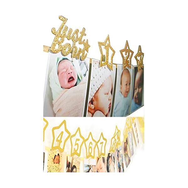*お子様の1歳の誕生日の記念にぜひ**世界で一つだけの飾り付けができます**生まれた時から1ヶ月ごとの写真を飾れます**お子様の成長が目に見えて感動的な演出になります*メイン材質：紙星のサイズ：直径約7.5cmおもちゃ:パーティーグッズ:ガ...