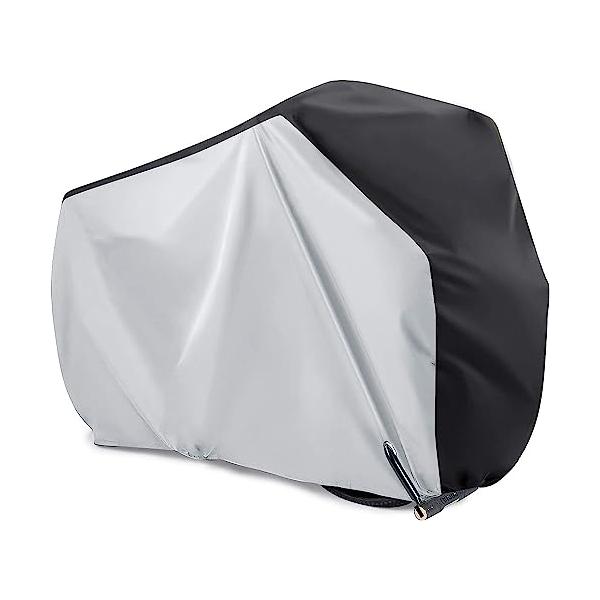 撥水性抜群*紫外線カット 2倍の撥水加工、UVカットのシルバーコーティングが施されて、紫外線を90％カットし、日焼けから自転車をしっかりと守れます。 29インチまで対応 自転車全体を覆う全被りタイプ、ロードバイク、マウンテンバイク、クロスバ...