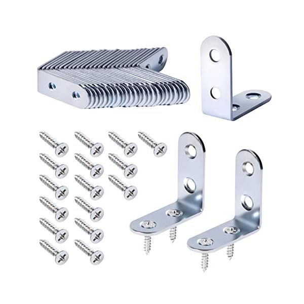 セット内容 l字アングル24個、専用ネジ96個以上。 仕様 厚さ：1.8ｍｍ。長さ40mm*幅16mm*高さ40mm。ネジの長さ：1.6cm 高品質生産 特別に90度直角で設計、標準的な皿ビス穴、ネジによく合うことができます。 滑らかな表面...