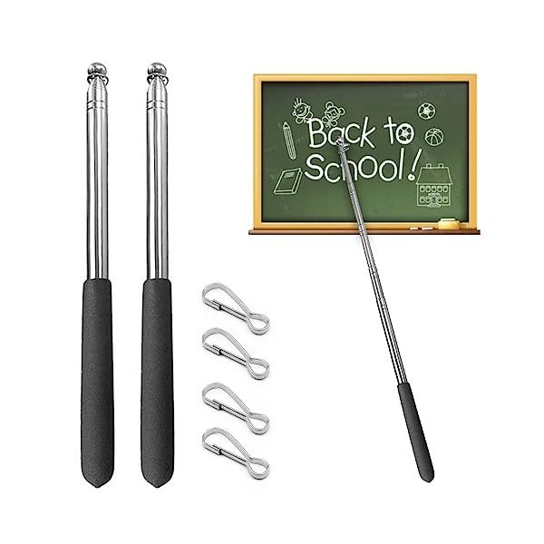 * 梱包内容 ステンレス製指示棒 2本、金属製リング留め具4個 サービス 。 カラー：ブラック。サイズ：縮めた時の長さ25.5cm、縮めた時120cm。* 伸縮ポール 適用範囲 伸縮棒は教師の指導、おもちゃの吊り下げ、学校会社の祝賀会の旗の...