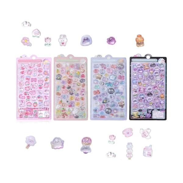 セット内容 かわいいぷくぷくシール4枚セット。サイズ：20*9.5cm。立体シールが4枚含まれており、それぞれに数十種類の異なるパターンがあり、さまざまなニーズを満たすことができます。 高品質素材＆立体デザイン 耐久性に優れたPVC素材とエ...
