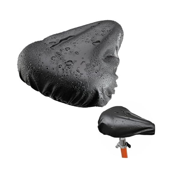商品仕様 ：サドルカバー サイズ：約 27x21x10cm、カラー：ブラック、1枚セット 高品質の効果 ：防雨ファブリック製のシートカバーは、雨、ほこり、風、日光の影響を効果的に遮断し、自転車のサドルをダメージから守ります。特に雨季には重宝...