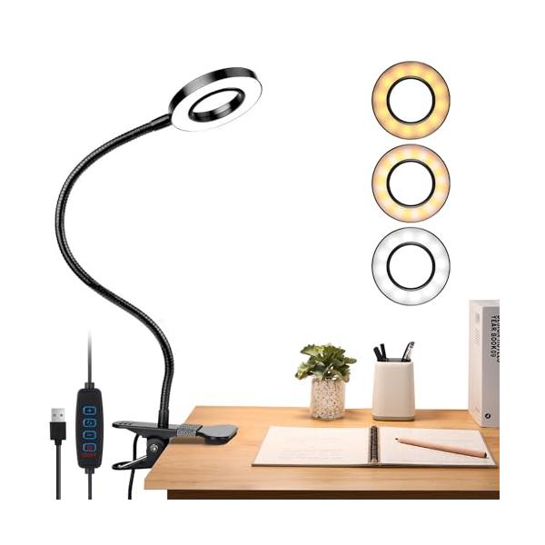 3つのライトモード＆4つの明るさレベル -- 調光可能なLEDデスクトップライトは、3つの照明モード 暖かい光3000K、混合光4800Kと白色光6500K と各照明モードの合計4調節可能な明るさレベルを持っています(25%-100% リモ...