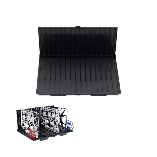 商品仕様 長28ｘ幅20ｘ高2.5cm 展開後高13.5cm 、溝幅0.4mm、間隔1.3cm。 用途 ランナー上のABCDの順番で溝に配置することで、モデルを組み立てる際に乱雑に積み上げられたランナーで探す手間を省くことができます。 大容...