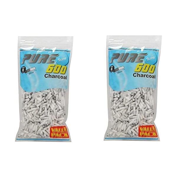 STANWELL(スタンウェル) PURE(ピュア) 手巻き用 スリム チャコール フィルター 6mm x 25mm バリューパック600 2個セットファッション/喫煙具