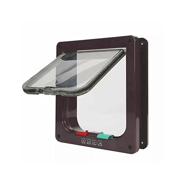 猫・犬用ペットドア キャットドア。取り付けネジ、両面粘着テープと当店(NETKEY)独自の日本語取扱説明書付き。サイズ：25*23.5*5.5cm(外寸) 21*19cm(出入り通路) 壁厚さ：15mm*50mm対応重量：約490g材質：フ...