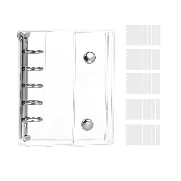 1?? 業界最高水準の透明度を実現 0.8mm厚の高級PVC素材を使用した超高透明カバー。通常品より30%透明度が高く、中の用紙や装飾がくっきり見えます。折れにくく耐久性に優れ、長期間美しさを保ちます。2?? コンパクトで頑丈な5リングダブ...