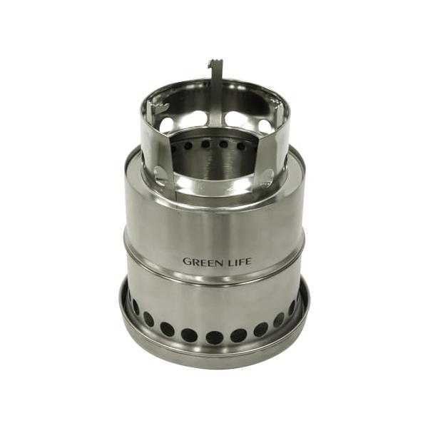 二次燃焼で効率良く燃焼 高火力、二次燃焼効率の良いアウトドアストーブです。小枝などの自然燃料で火おこしが可能です。 ゴトク付き クッカーなどを置けるゴトク付きで調理や湯沸かしに便利です。 片付け簡単 灰受け皿付きで片付けが簡単です。 収納袋...