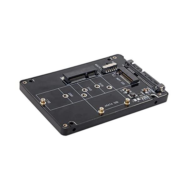2イン1コンボ M.2 NGFF Bキー &amp; mSATA SSD - SATA 3.0 アダプターコンバーターケースエンクロージャ。MSATAとNGFF SSDは同時に動作しません。 スイッチを使用して変換する必要があります。アダプ...