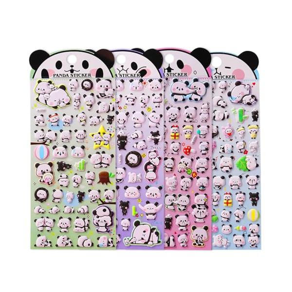 BEAUTY PLAYER  ぷくぷくご褒美シール パンダ かわいいシール 4枚入り 泡ステッカー 子供&amp;幼児用3D 手帳 に貼りる