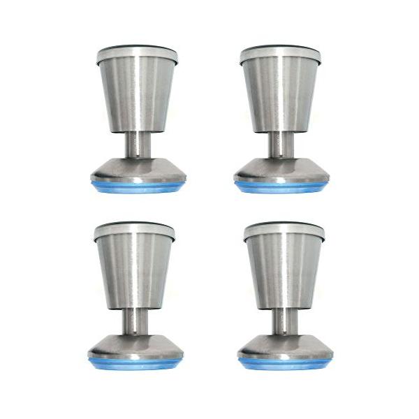 NUZAMASステンレススチール製80mm家具脚4本、ソファ脚、ベッドライザー、家具ライザーサイズ：80mm X 60mm、高さ調節可能範囲0-5mmステンレス製、耐久性、頑丈、防錆足の底に滑り止めのABSパディングを施し、床の保護を強化簡...